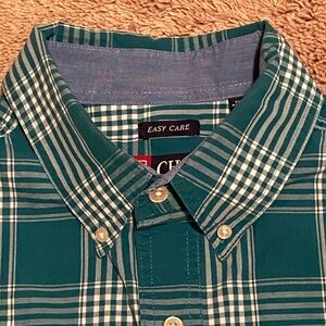 Chaps Teal Plaid Button-Down Shirt